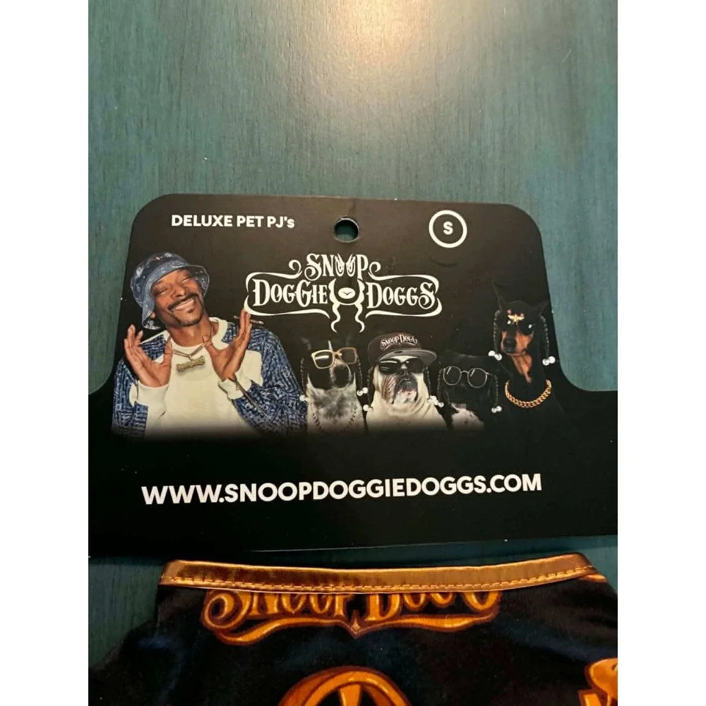 Snoop Doggie Doggs Pet Pajamas Small Black Gold Chain NWT Deluxe PJs